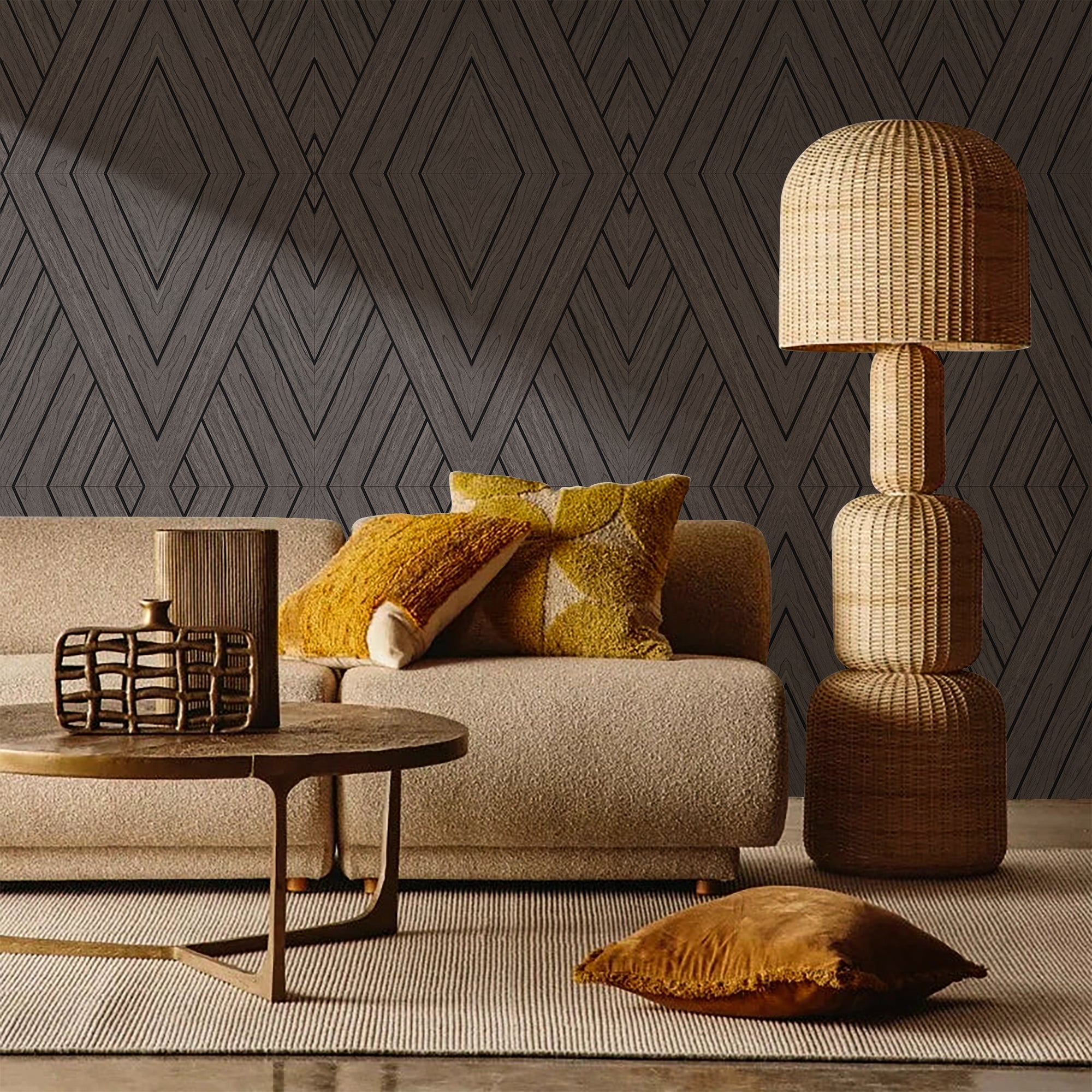 Akustikpaneele 3D Diamond Ebony 120x60 cm