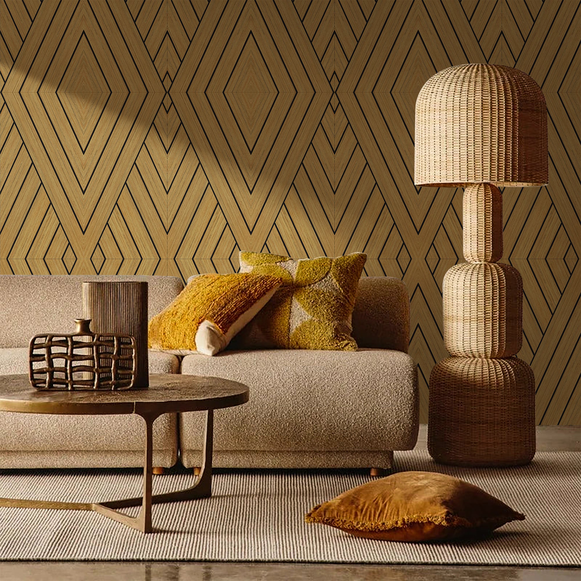 Akustikpaneele 3D Diamond Teak 120x60 cm
