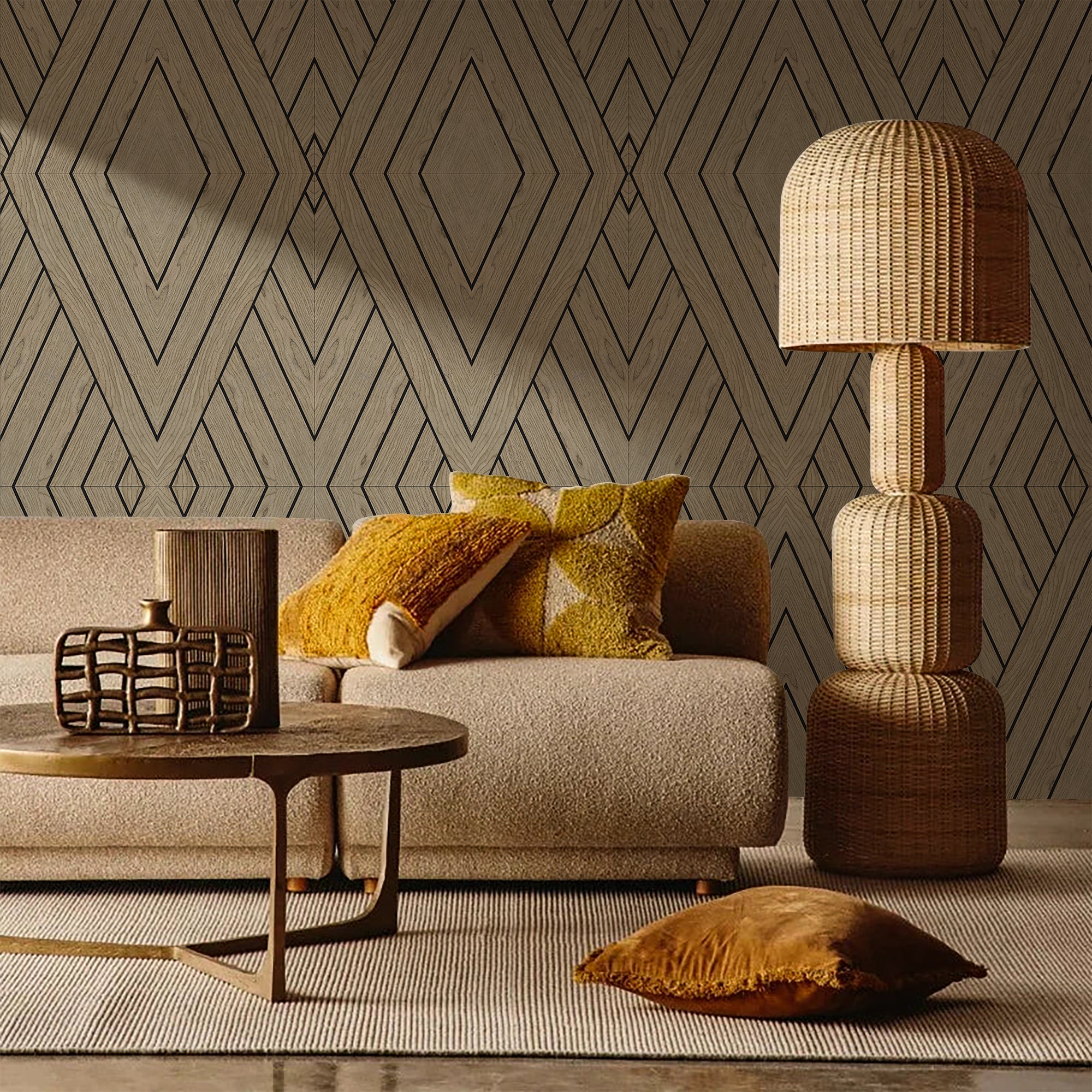 Akustikpaneele 3D Diamond Walnut 120x60 cm