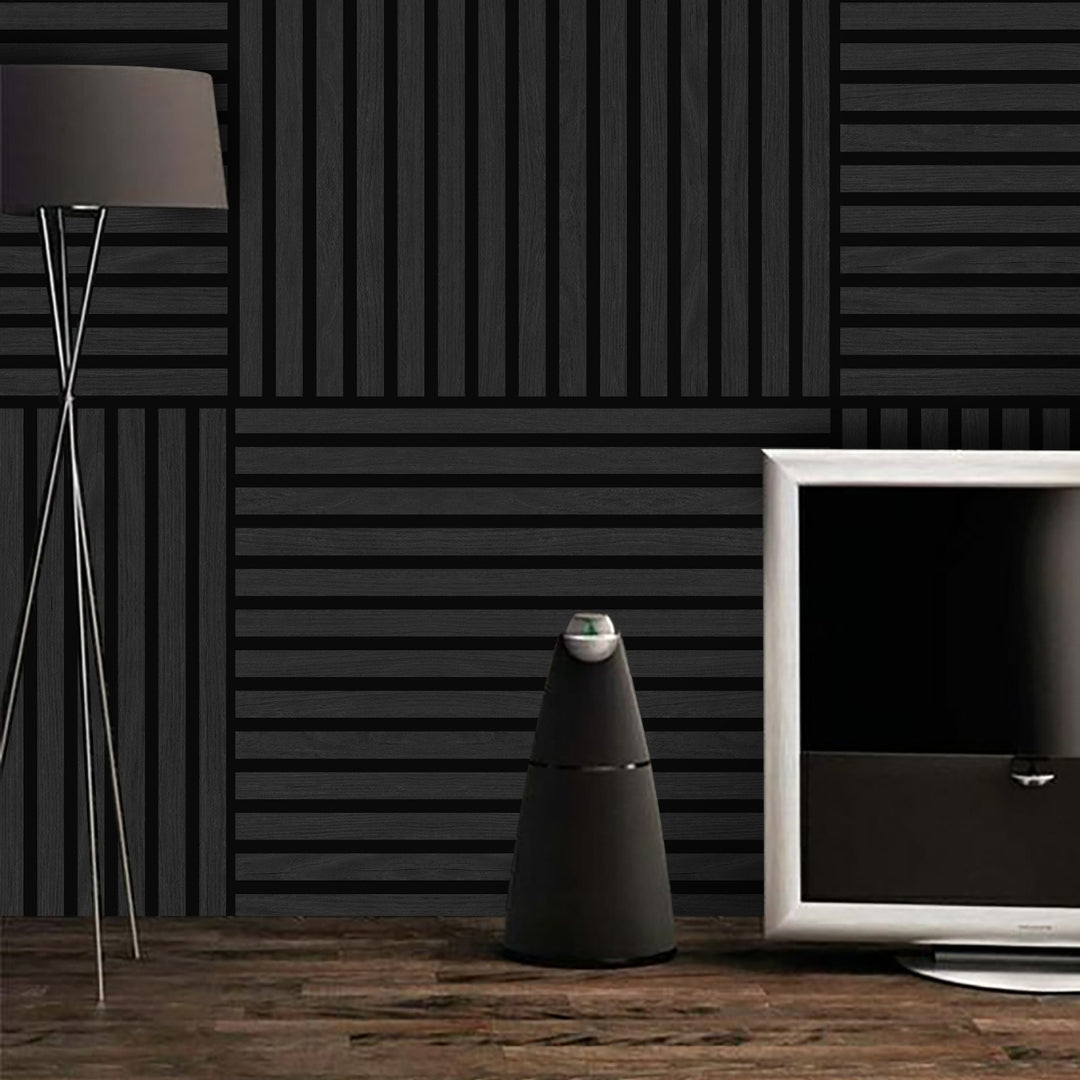 Akustikpaneele Holz Eiche schwarz 60x60 cm