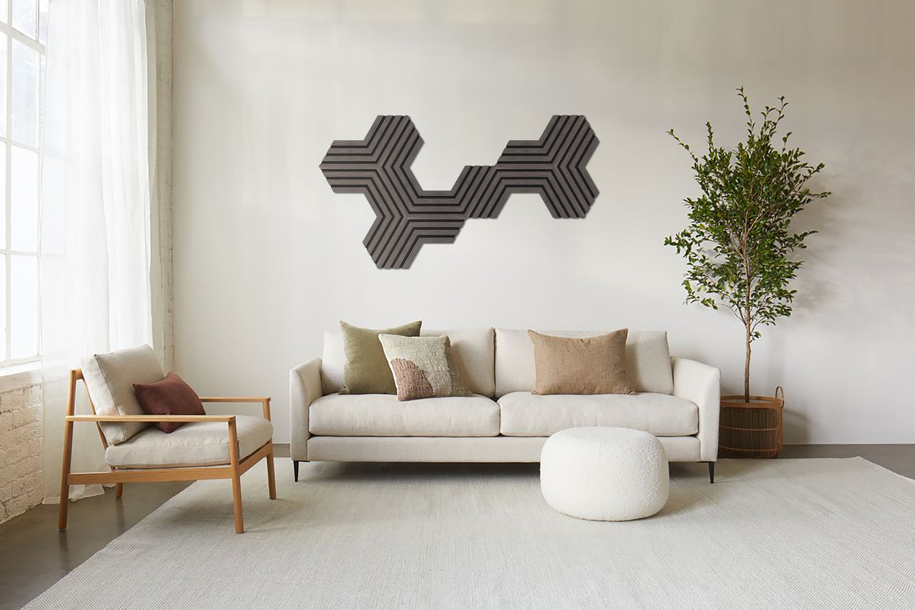 Akustikpaneele Hexagon Holz Ebony 30,8x26,7 cm