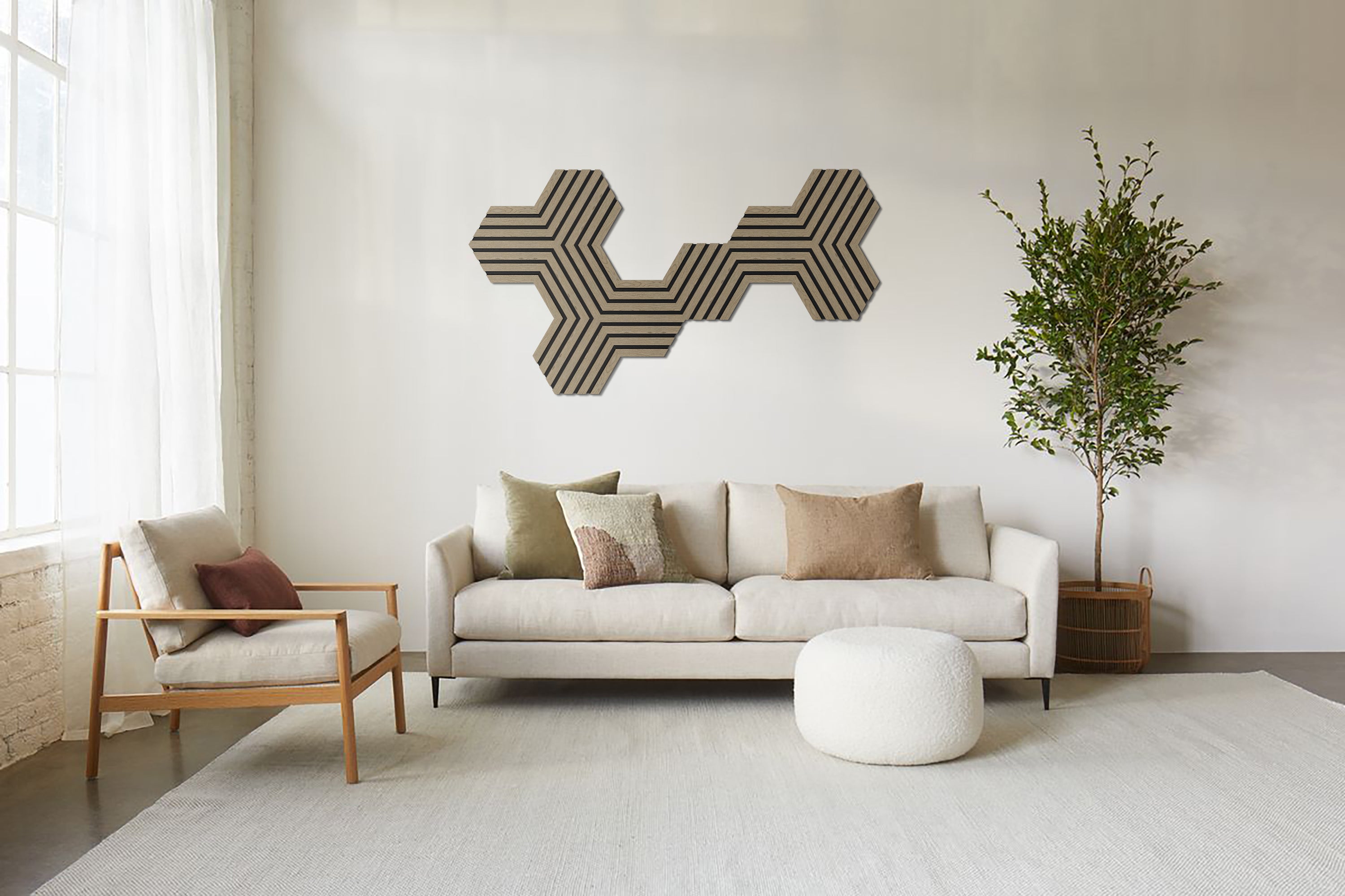 Akustikpaneele Hexagon Holz Walnut 30,8x26,7 cm