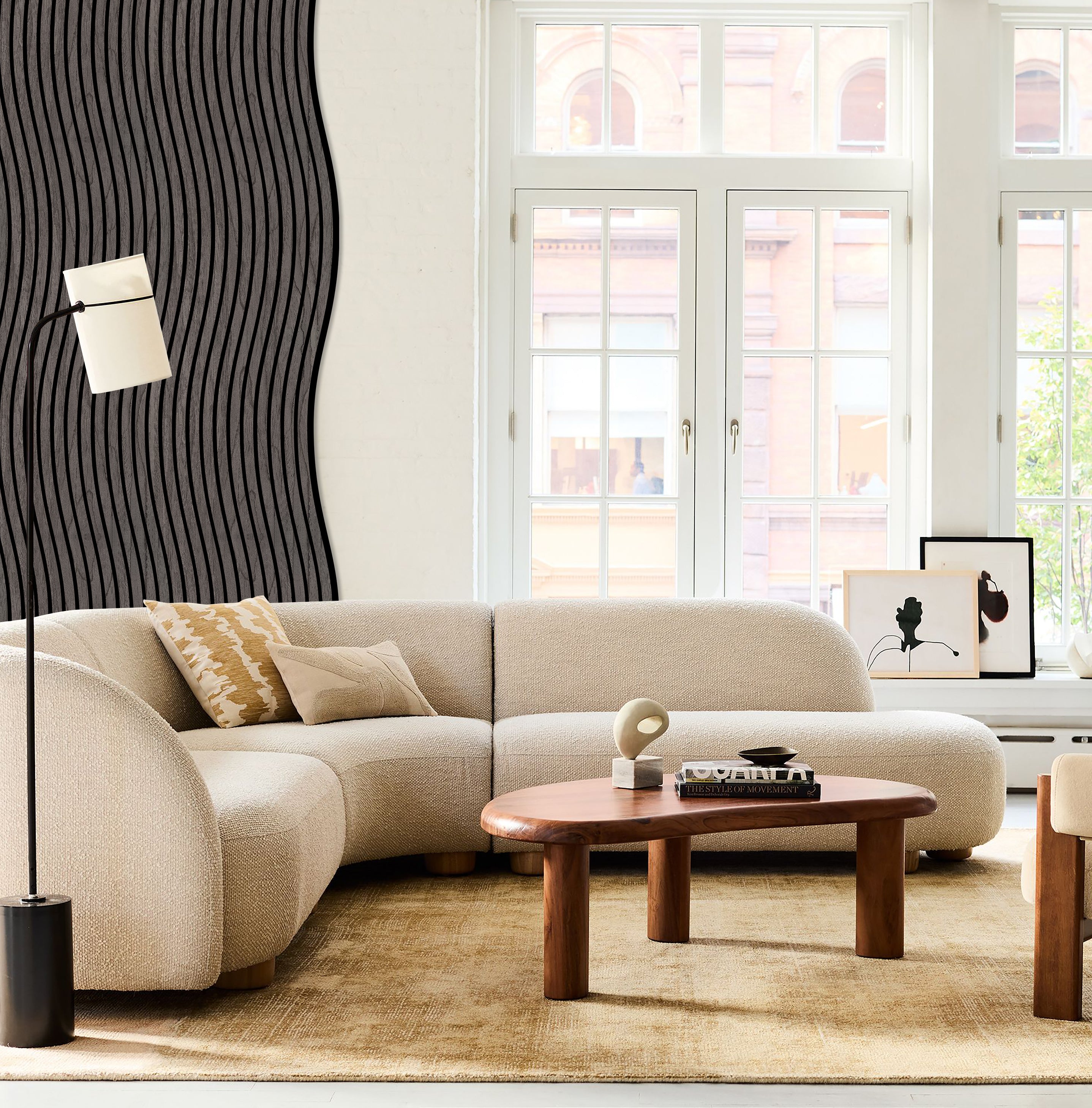 Akustikpaneele Wave Holz Ebony 240x58.2 cm