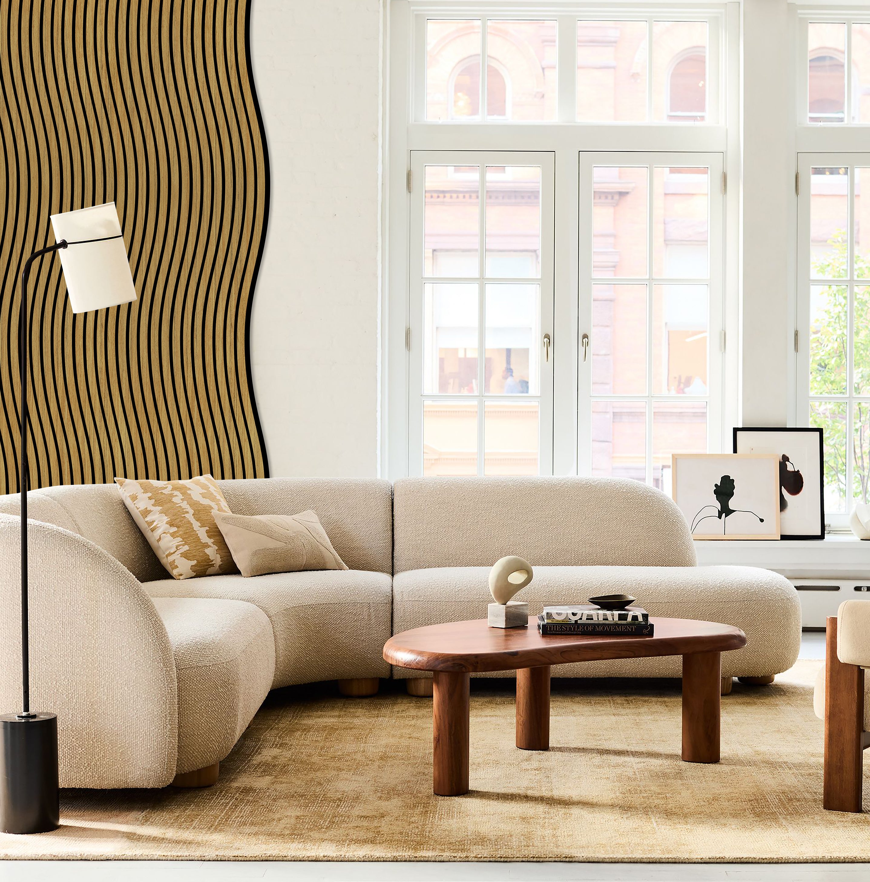 Akustikpaneele Wave Holz Teak 240x58.2 cm