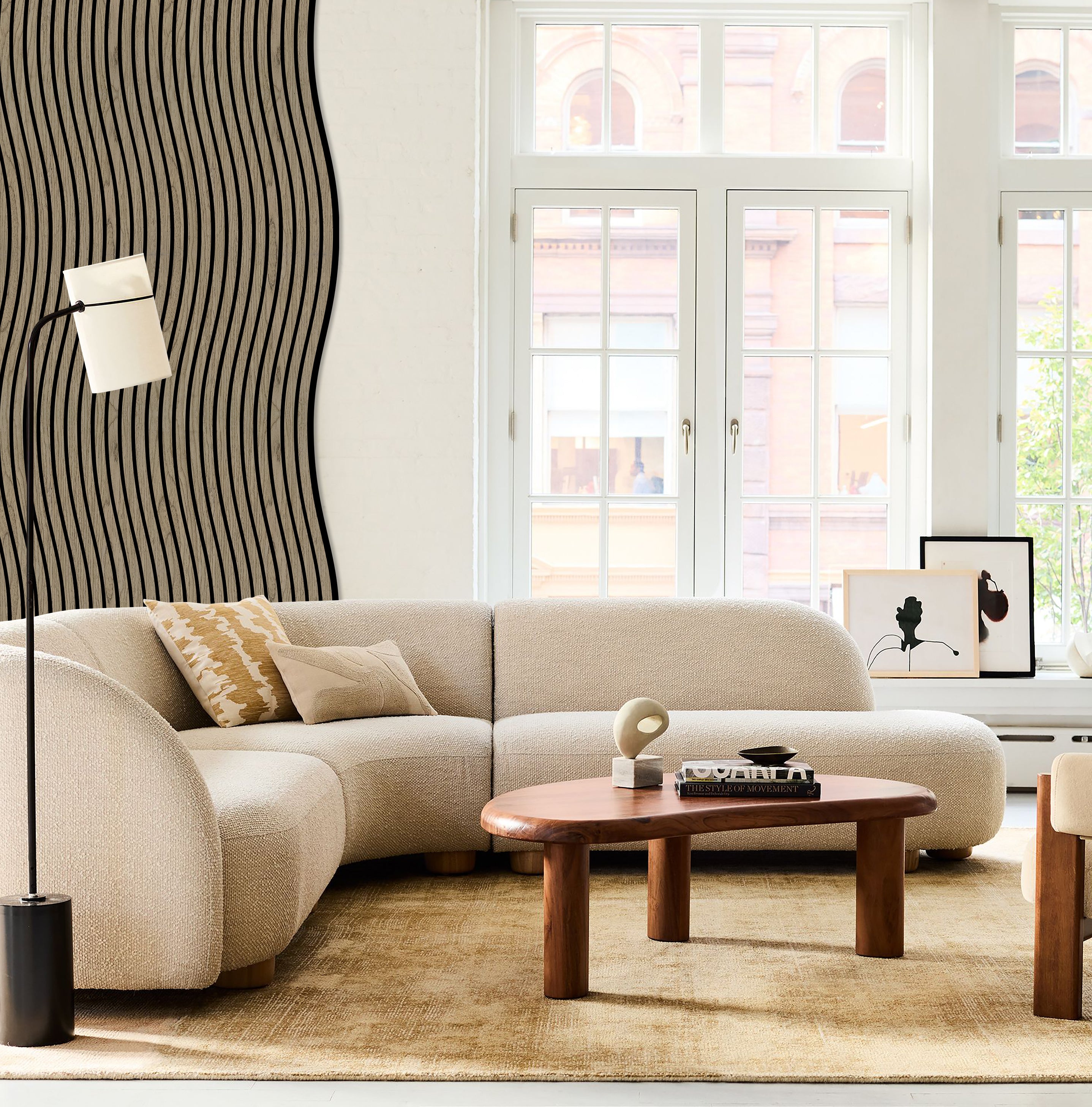 Akustikpaneele Wave Holz Walnut 240x58.2 cm