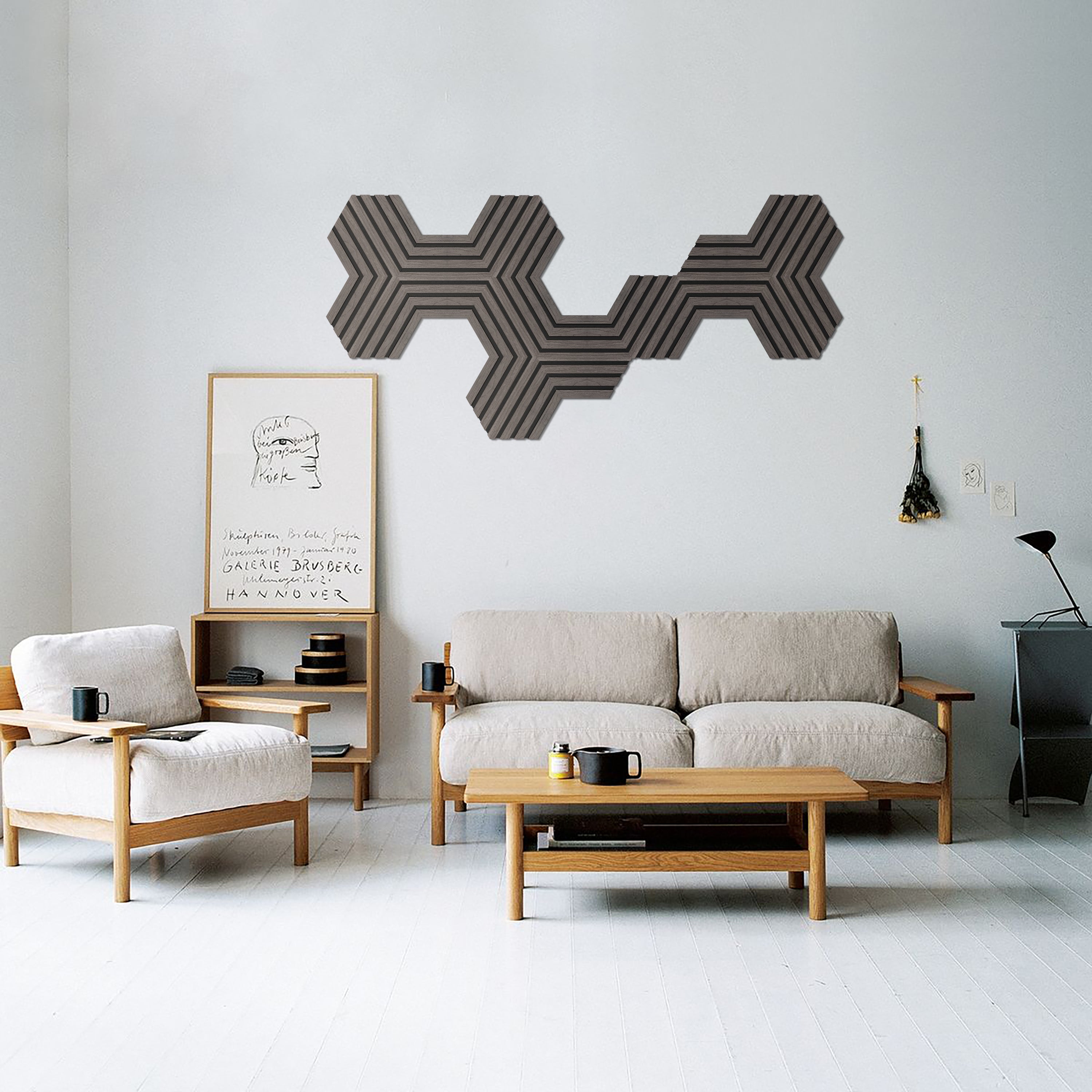 Akustikpaneele Hexagon Holz Ebony 30,8x26,7 cm