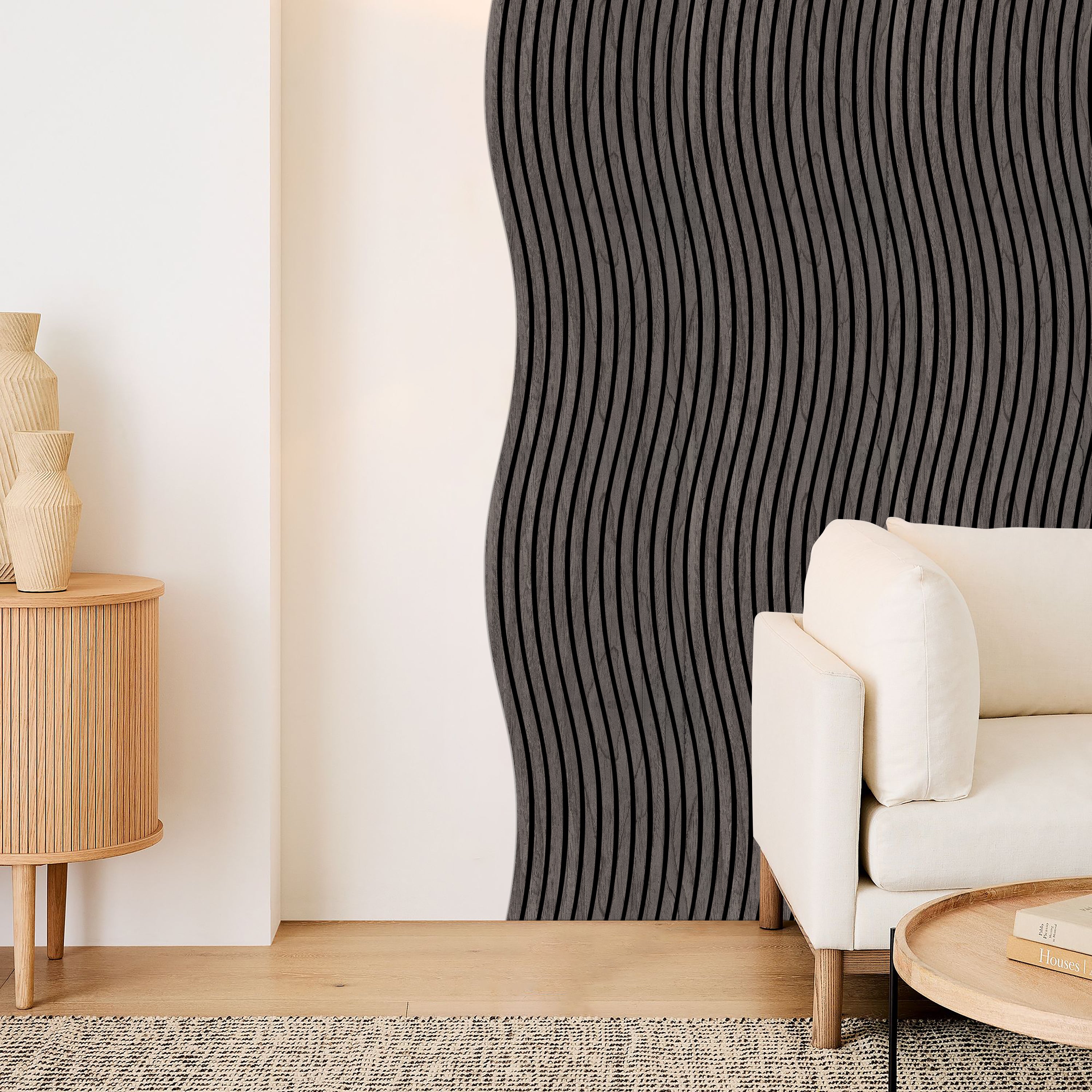 Akustikpaneele Wave Holz Ebony 240x58.2 cm