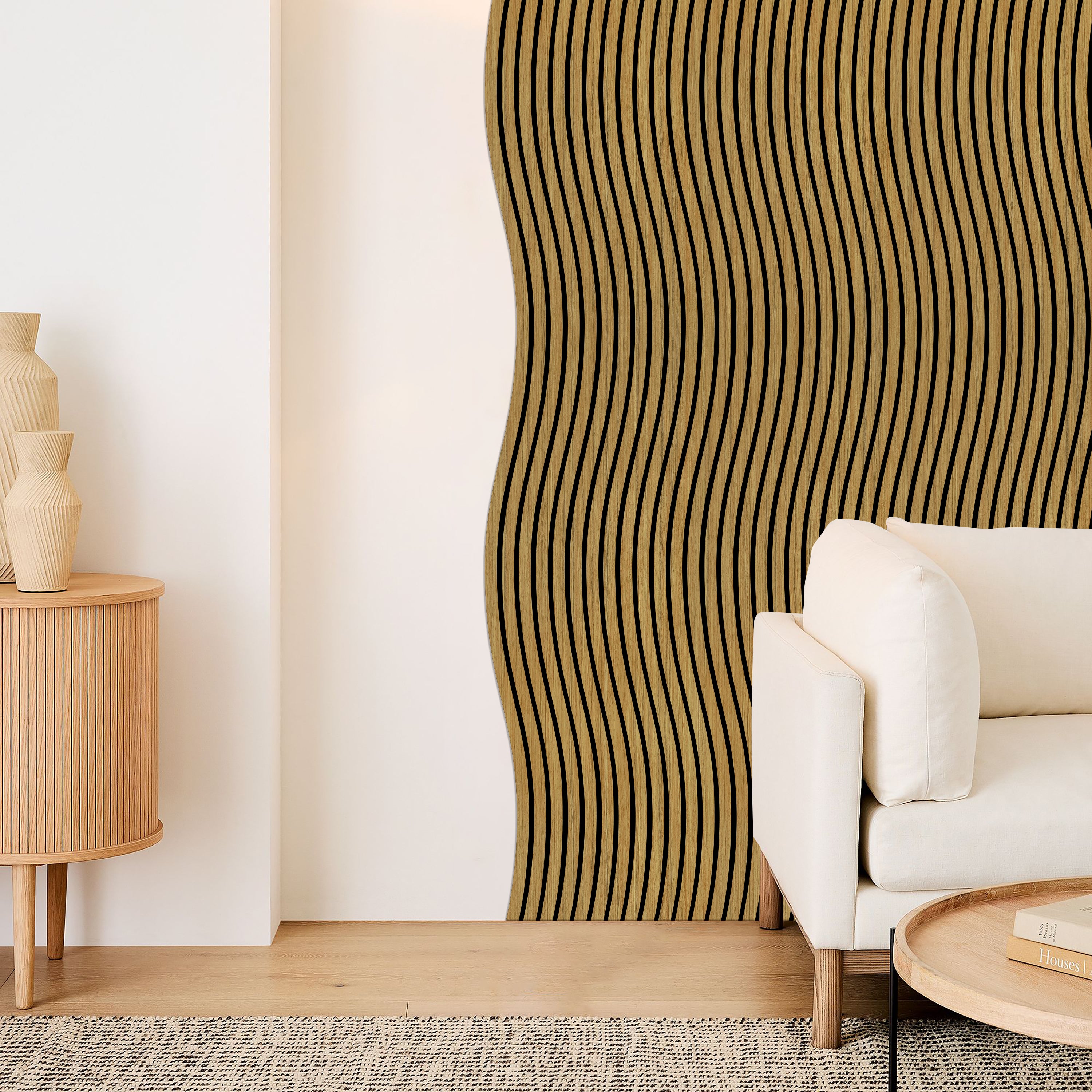 Akustikpaneele Wave Holz Teak 240x58.2 cm